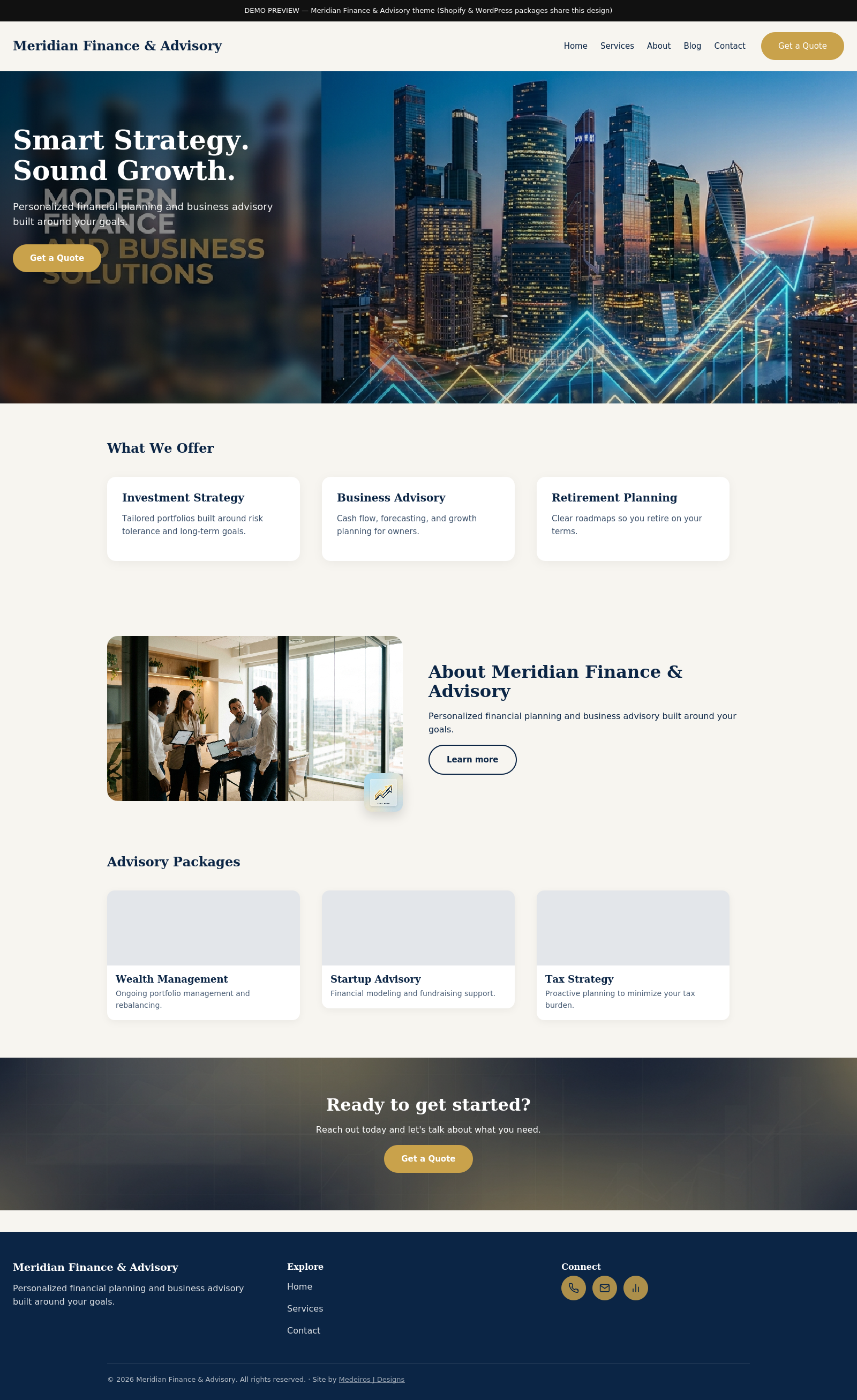 Meridian Finance template preview