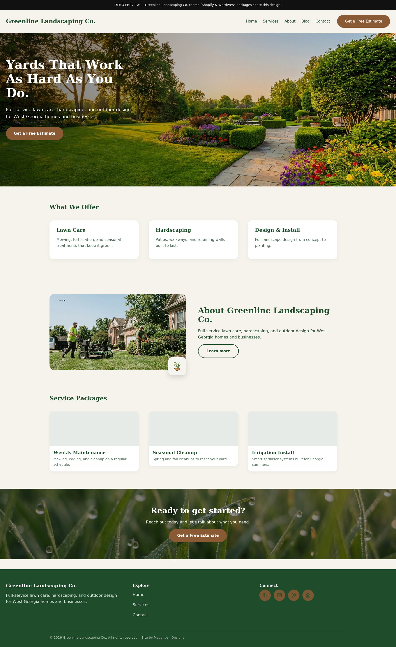 Greenline Landscaping template preview