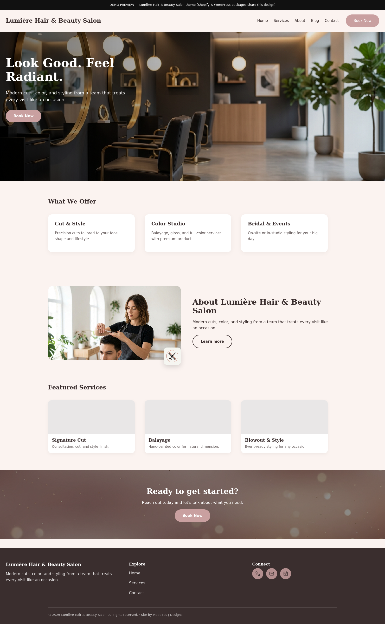 Lumiere Salon template preview